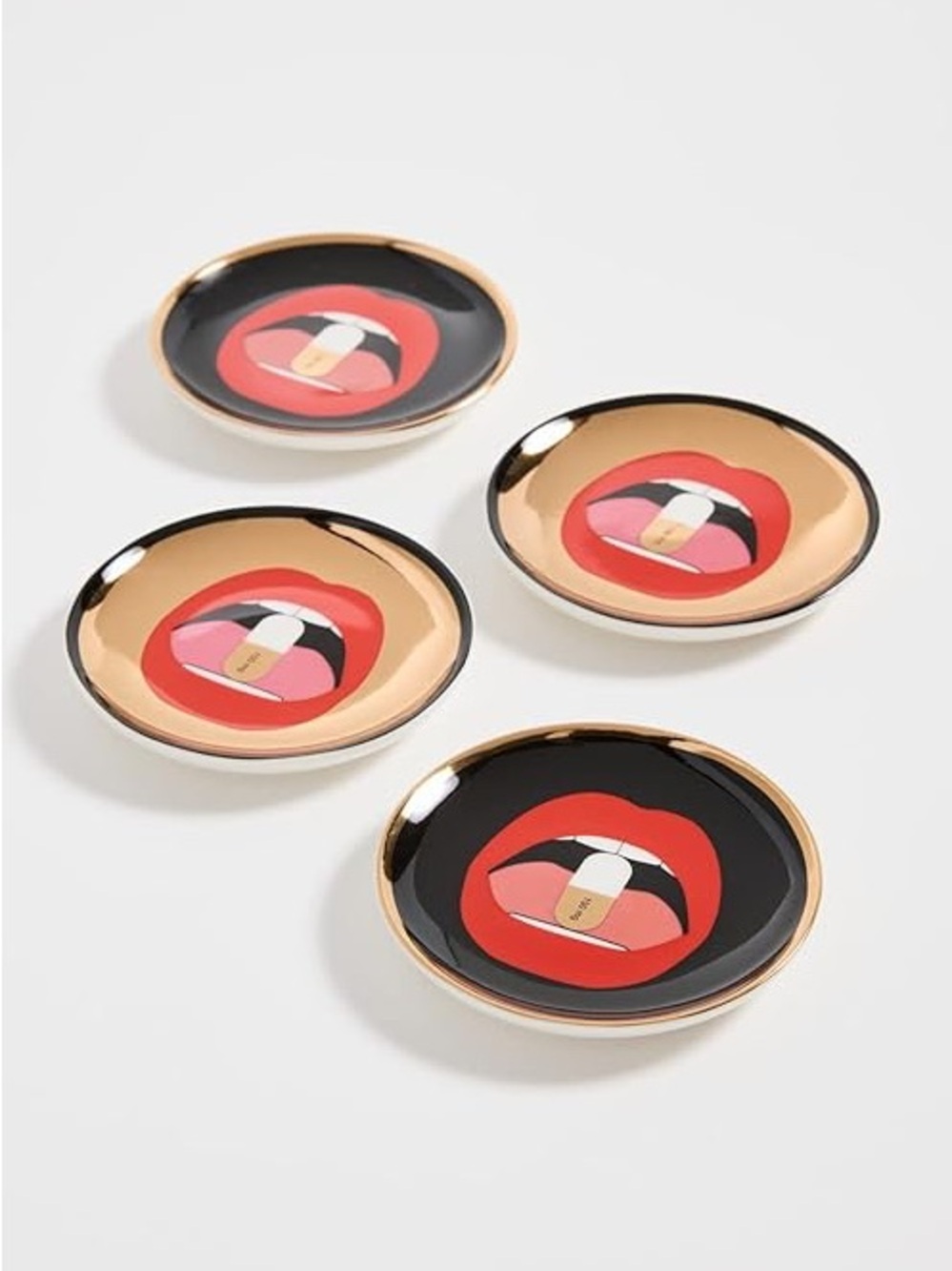 Jonathan Adler Full Dose Porcelain Coasters Set of 4 Lips Pop Art NIB
